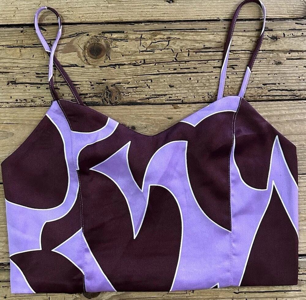 House Of Harlow 1960 Burgundy Purple Printed Cropped Size M NWT